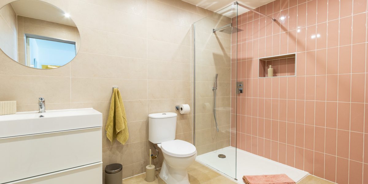 Bedroom 1 en suite walk-in shower and wc. Maison de Tilleul.