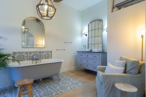 Bedroom 1, feature bath and twin wash basins, there is a shower rooms and wc next to this room