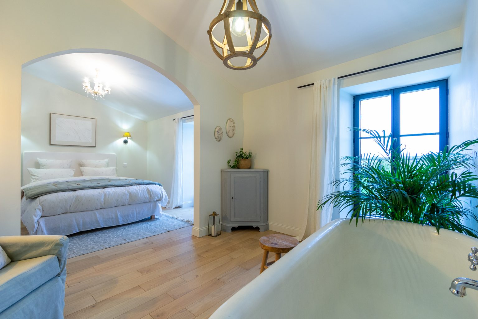 Bedroom 1, twin aspect windows with views of the valley below