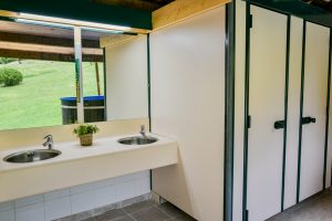 Changing rooms and a wc by the hot tub and sauna at Beau Foret, it's also known as Font Neuve holiday villas near Souillac, Dordogne Valley, France