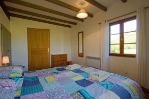 Double bedroom with views over fields and the garden