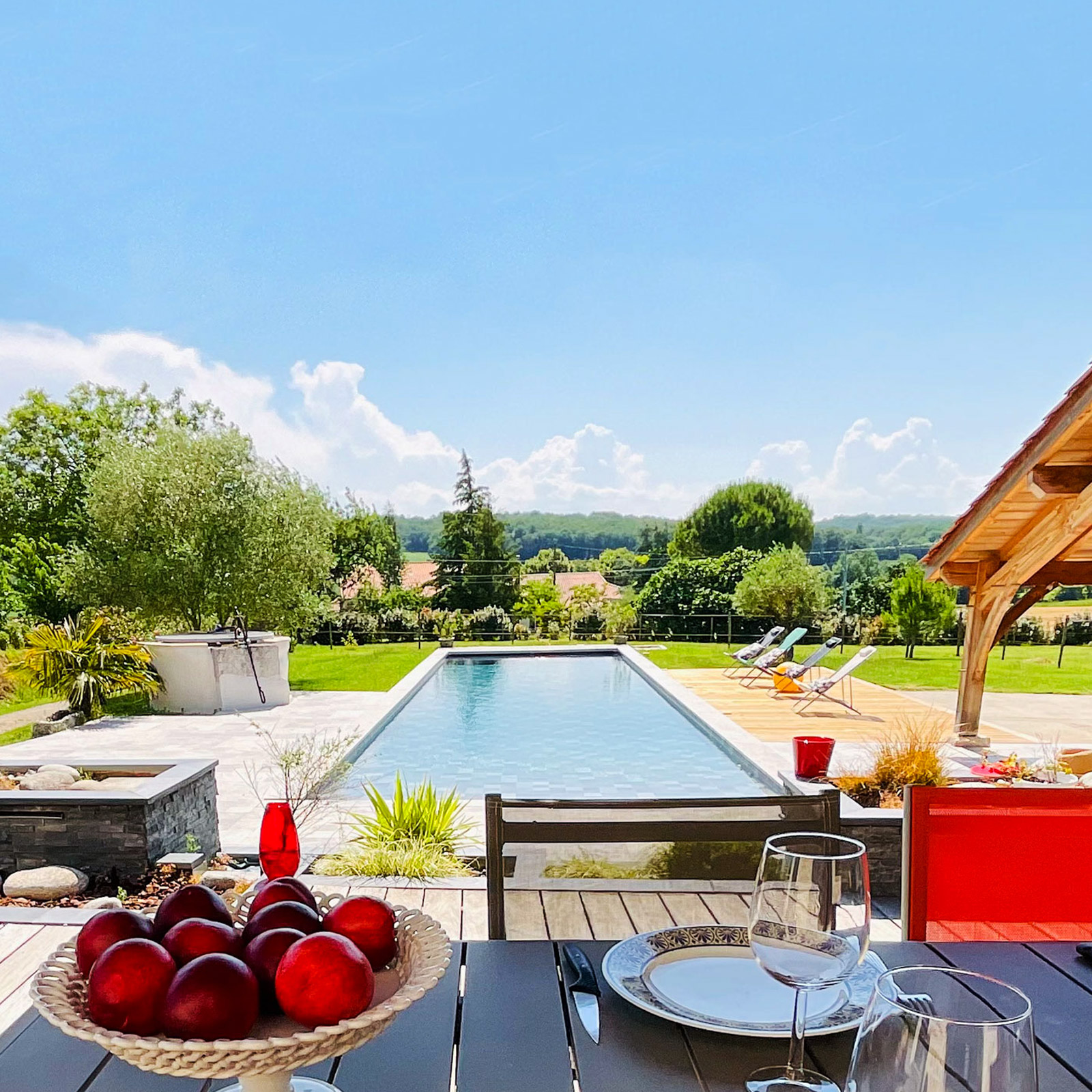 Ferme des Rivailles villa in sw France with a 16m heated salt water pool