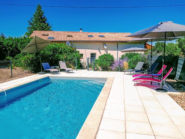 Gite Lavande with a secure fenced and gated heated swimming pool and an alarm
