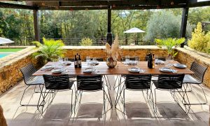 La Vallon shaded covered terrace over looking the pool