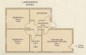 Lamouroux holiday villa, floor plan of the annexe