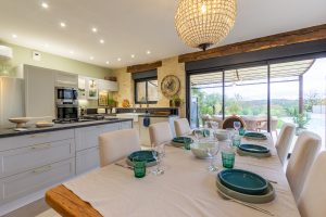 Looking out over the garden and the vineyard below