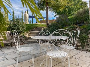 Lower terrace table and chairs