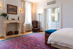 Master suite, looking to the dressing room, Lalande-de-Pomerol near Bordeaux, France