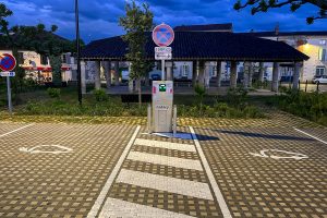 Public EV charging in Allemans-du-Dropt, near Duras, SW France