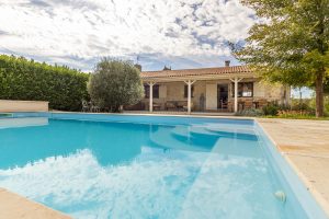 Steps lead into the pool