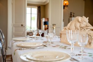 The dining room, Château de Bel Air, Lalande-de-Pomerol near Bordeaux, France