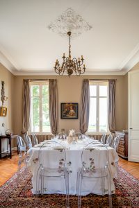 The dining room, Château de Bel Air, Lalande-de-Pomerol near Bordeaux, France