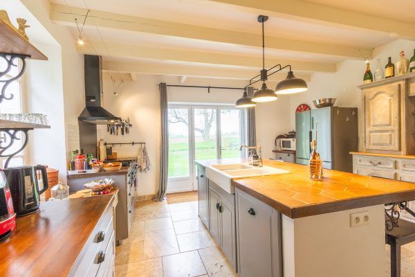 The kitchen with rural views