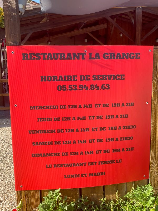 The nearest resaurant is 2km opening hours