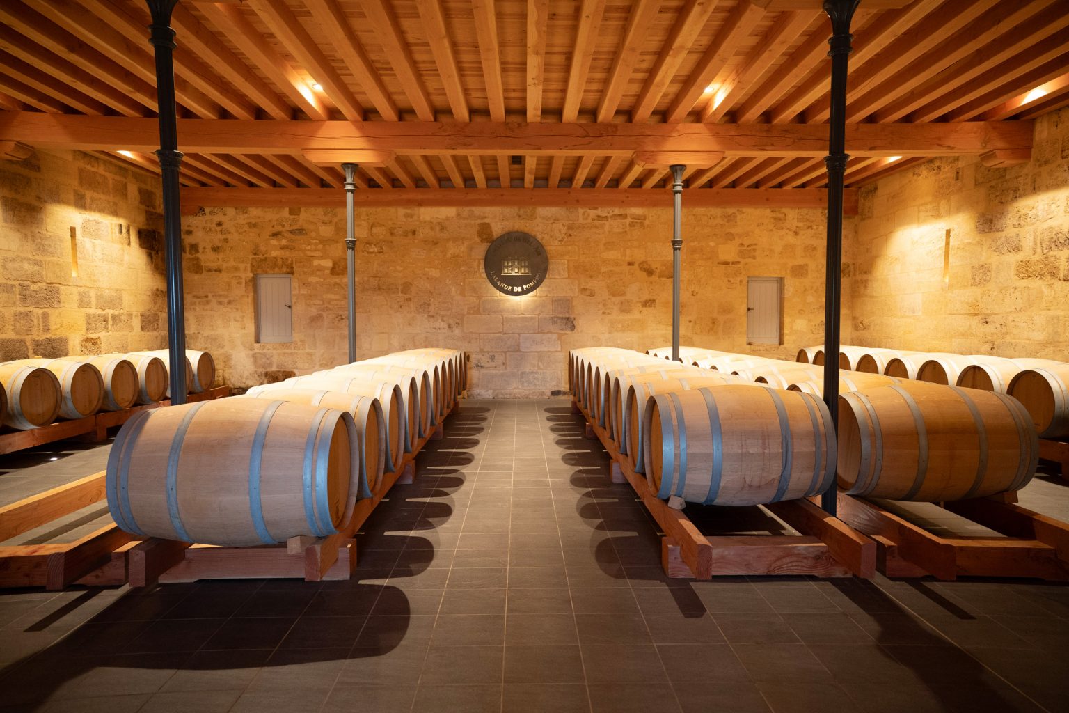 The wine cave to visit at Chateau de Bel Air luxury holiday accommodation near Pomerol near Saint Emilion and Bordeaux