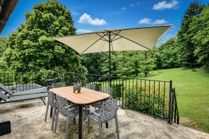 The terrace at Jasmijn Villa, Beau Foret, Font Neuve near Souillac, Dordogne Valley, France.
